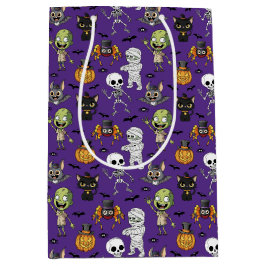 Moderne Niedliche Lila Halloween Cartoon Pattern K Mittlere Geschenktüte