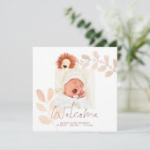 Moderne Niedliche Lion Baby Foto Geburtserklärung (Stehend Vorderseite)