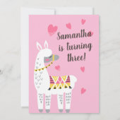 Moderne Niedliche Llama Birthday Einladung (Rückseite)