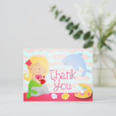 Moderne Niedliche Meerjungfrau Pink Geburtstagspar Postkarte (Stehend Vorderseite)