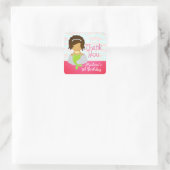 Moderne Niedliche Meerjungfrau Pink Geburtstagspar Quadratischer Aufkleber (Tasche)