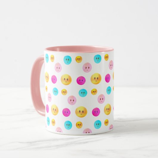 Moderne Niedliche, mehrfarbige Happy Faces Tasse (Vorderseite Links)