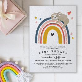 Moderne Niedliche Mommy Baby Sloth Rainbow Baby Du Einladung