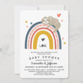 Moderne Niedliche Mommy Baby Sloth Rainbow Baby Du Einladung (Vorderseite)