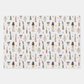 Moderne niedliche Muster santa l snowman and tree Geschenkpapier Set (Vorderseite 2)