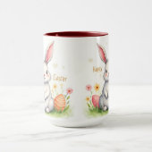 Moderne niedliche Ostern Hasen und Eier Sammlung Tasse (Zentrum)