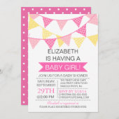 Moderne Niedliche Pink Bunting GIRLS Kinderdusche Einladung (Vorne/Hinten)