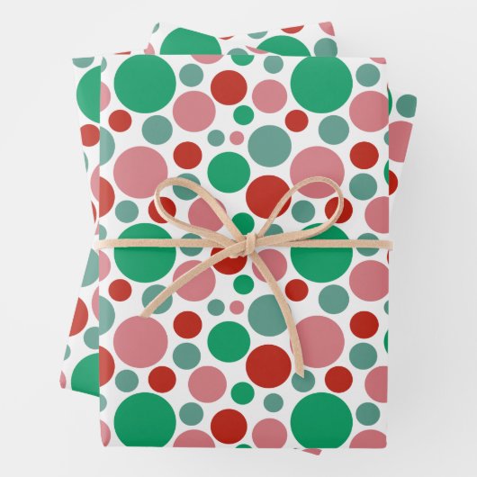 Moderne Niedliche Polka Dot Rosa Grün Geschenkpapier Set (Beispiel)