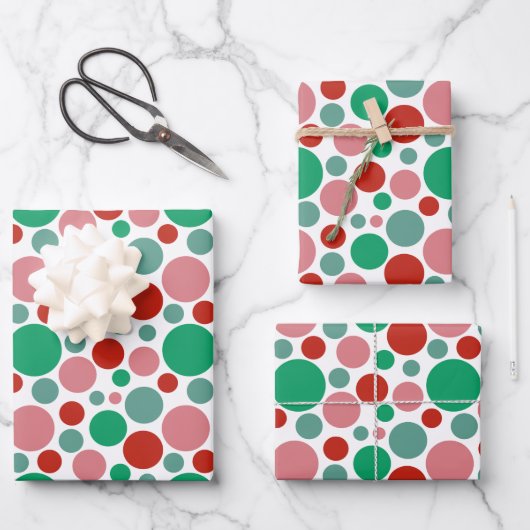 Moderne Niedliche Polka Dot Rosa Grün Geschenkpapier Set (Vorderseite)