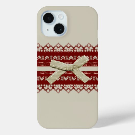 moderne Niedliche Red Lace Beige Mode Case-Mate iPhone Hülle (Rückseite)