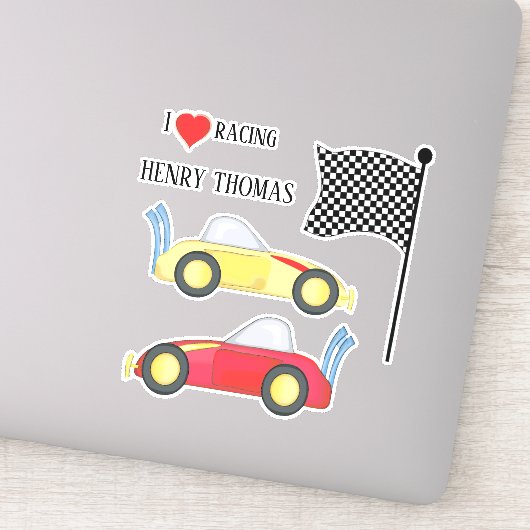 Moderne Niedliche Rennwagen Speedway Minimalistisc Aufkleber (Detail)