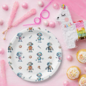 Moderne Niedliche Roboterkids Pappteller (Party)