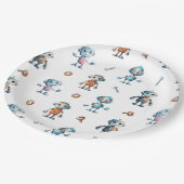 Moderne Niedliche Roboterkids Pappteller (Schrägansicht)