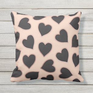 Moderne Niedliche Rose Gold Black Hearts Muster Bl Kissen