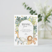 Moderne niedliche Safari-Babydusche Dankeskarte (Stehend Vorderseite)