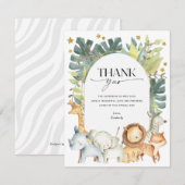 Moderne niedliche Safari-Babydusche Dankeskarte (Vorne/Hinten)