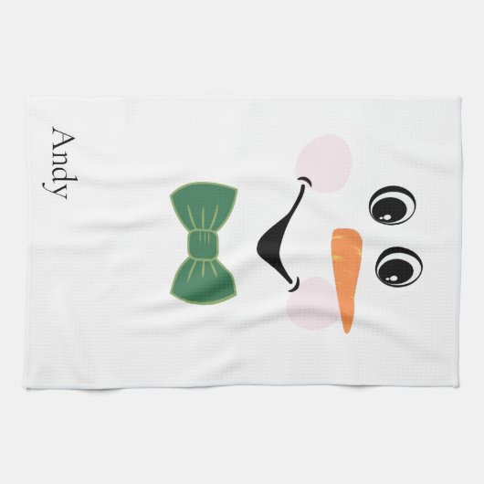 Moderne Niedliche Schneemann-Schürze-Bug-Krawatte Geschirrtuch (Horizontal)