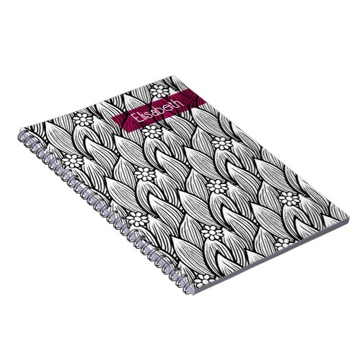 Moderne Niedliche Schwarz-Weiß-Hippie Daisy Notizblock (Rechte Seite)