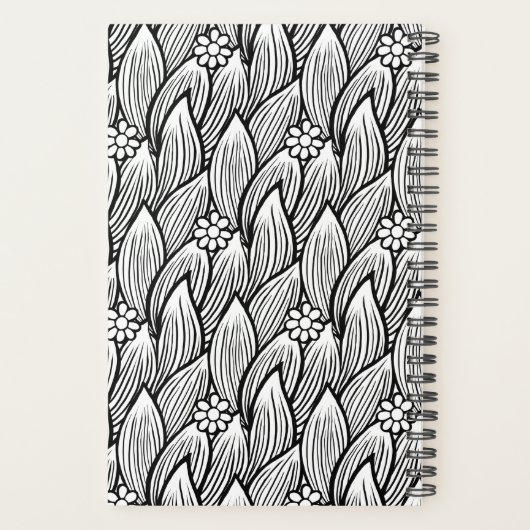 Moderne Niedliche Schwarz-Weiß-Hippie Daisy Planer (Rückseite)