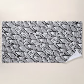 Moderne Niedliche Schwarz-Weiß-Hippie Daisy Strandtuch (Vorderseite)