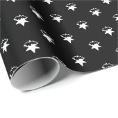Moderne niedliche Schwarz-weiße Schneestars Weihna Geschenkpapier (Rolleneckpunkt)