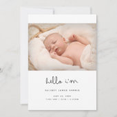 Moderne Niedliche Script Baby Birth Ankündigung (Vorderseite)