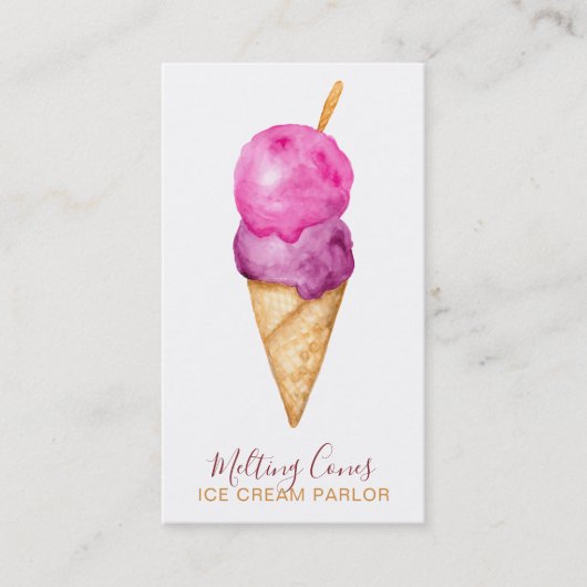 Moderne niedliche Sommereisstube mit Wasserfarbe Visitenkarte (Vorderseite)
