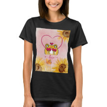 Moderne Niedliche Sonnenblumenromane, Frösche in L