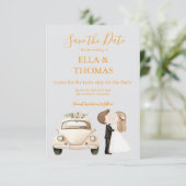 Moderne Niedliche Studentenblume Text Save The Date (Stehend Vorderseite)