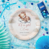 Moderne, niedliche Teddybär, rötlich-pinkfarbene B Pappteller (Party)