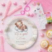 Moderne, niedliche Teddybär, rötlich-pinkfarbene B Pappteller (Party)