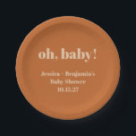 Moderne Niedliche Terracotta Kinderdusche Individu Pappteller<br><div class="desc">Moderne Niedliche Terracotta Babydusche Individuelle Name Papierfächer Teller</div>