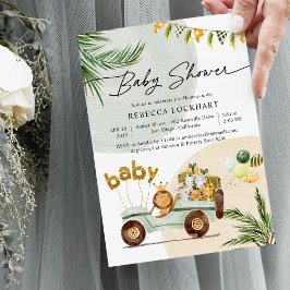 Moderne Niedliche Tiere Babydusche Einladung