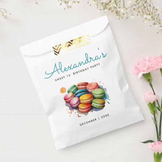 Moderne Niedliche türkisfarbene Macarons Wasserfar Geschenktütchen (Versiegelt)