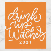 Moderne Niedliche Typografie Funny Halloween Zitat Weinetikett (Einzelnes Label)
