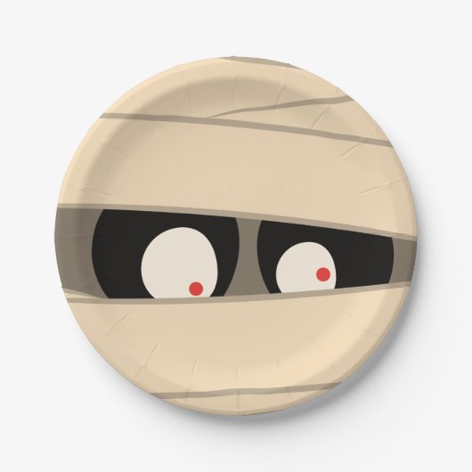 Moderne Niedliche Typografie Mummy Monster Hallowe Pappteller (Vorderseite)