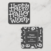 Moderne Niedliche Typografie White Skull Happy Hal Mitteilungskarte (Vorne/Hinten)