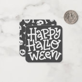 Moderne Niedliche Typografie White Skull Happy Hal Mitteilungskarte (Vorderseite/Rückseite Beispiel)