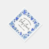 Moderne Niedliche Valentine Blue Hearts Baby Dusch Serviette (Ecke)