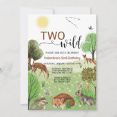Moderne Niedliche Waldtiere 2. Geburtstag Einladung (Vorderseite)