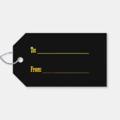 Moderne niedliche Weihnachtgold-Rentiere auf schwa Geschenkanhänger (Rückseite Horizontal)