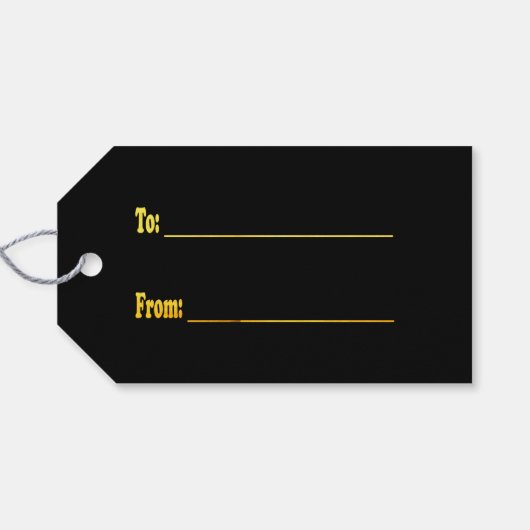 Moderne niedliche Weihnachtgold-Rentiere auf schwa Geschenkanhänger (Rückseite Horizontal)