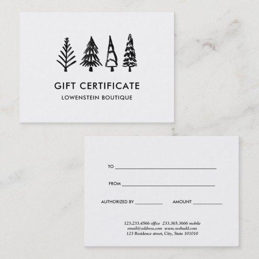 Moderne Niedliche Weihnachtsbäume | Geschenkgutsch Rabattkarte (Vorne/Hinten)