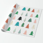 Moderne niedliche Weihnachtsbäume in weißem Grün Geschenkpapier (Ungerollt)