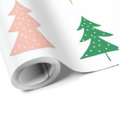 Moderne niedliche Weihnachtsbäume in weißem Grün Geschenkpapier (Rolleneckpunkt)
