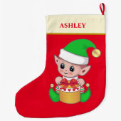 Moderne niedliche Weihnachtself & Geschenkboxen au Großer Weihnachtsstrumpf (Rückseite)