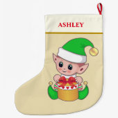 Moderne niedliche Weihnachtself & Geschenkboxen au Großer Weihnachtsstrumpf (Rückseite)