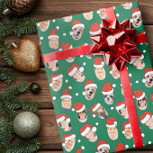 Moderne Niedliche Weihnachtsmannmützen Neun Fotos Geschenkpapier