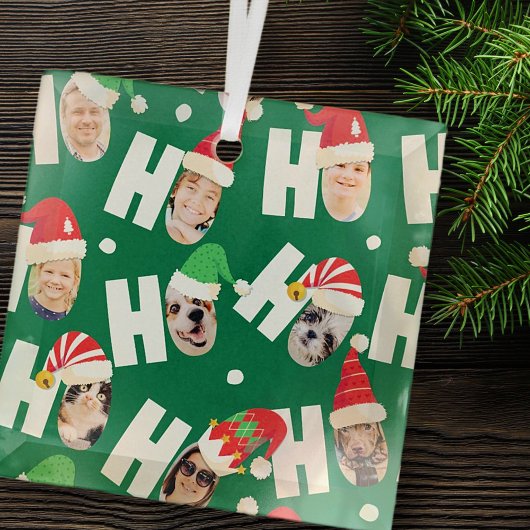 Moderne Niedliche Weihnachtsmannmützen Neun Fotos Ornament Aus Glas