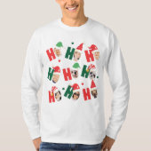 Moderne Niedliche Weihnachtsmannmützen Neun Fotos T-Shirt (Vorderseite)